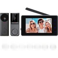 Wireless Video Doorbell with 4.3'' IPS Screen 2-Way Audio 2.4GHz Visual Intercom Doorbell Camera Recording Bell with Antenna