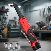 18V Electric Ratchet 15cm Long Cordless 90 Degree Right Angle Torque Lithium-Ion Extra Long Auto Ratchet Repair Tool Set