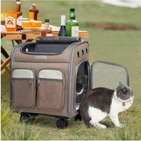 Pet Carrier with Wheels for Small Dogs and Cats,Airline Approved Rolling Pet Carrier Telescopic Handle,Rolling Dog Cat Carrier