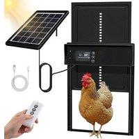 Solar Chicken Coop Door, Automatic Chicken Door Solar Powered & USB Charging, Auto Chicken Door 4 Modes with Timer & Light Senso