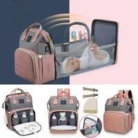 Foldable and Portable Mommy Backpack - with Crib Bed, Straps Large Capacity Diaper Bag Maternity Bag