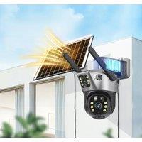 Solar Camera 4G Sim Outdoor Dual Lens WiFi 8MP 4K IP Camara Solar Panel CCTV Security Built in