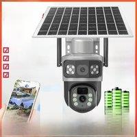 4G Dual Lens Solar Camera Free 256G Memory Gift Dual Screens Tracking Outdoor WIFI Security CCTV