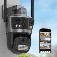 Wireless IP Camera 6K HD Waterpoor Outdoor Three Screen WIFI PTZ Camera 4K AI Human Detection Video