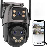 6K 9MP HD IP Camera WiFi Outdoor 8x Zoom Three Lens Dual Screen PTZ Camera Auto Tracking Home