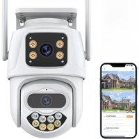 Outdoor Dual Lens Wireless Camera 4K 8MP PTZ IP Camera Auto Tracking Video Surveillance Security