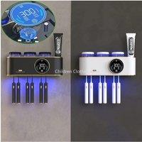 Smart UV Toothbrush Sterilizer Air Drying USB Charging Wall Mounted Home Bathroom Electric Toothbrush Storage Rack Accessories