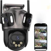 Outdoor Waterpoor Wifi PTZ Camera 6K HD Three Lens Wireless 4K Dual Screen IP Camera Auto Tracking