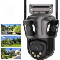 Three Lens Outdoor 4K HD WIFI IP Camera Three Screen PTZ Camera Ai Human Detection IP66 Waterproof