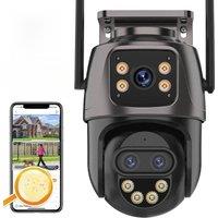 Three Lens PTZ IP Camera 6K HD Outdoor 8x Zoom WiFi Security Camera 4K 8MP Dual Screen Auto Tracking