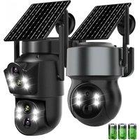 4MP Wireless Outdoor 7.6W Dual lens Built-in Battery Solar Camera 1080P 5W Long Time Standby PIR IP