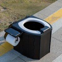 Portable Folding Toilet With PU Seat Cushion, Portable Toilet With Lid For RV, Car, Camping, Hiking,