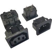 2PCS Black 10A 250V IEC320 C13 C14 industrial outlet embedded PDU cabinet AC Receptacle Connector panel mount AC Power Socket