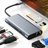 11-in-1 USB C Docking Station HUB Type C to HDMI 4K USB 3.0 5Gbps Transmission USB Splitter Adapter