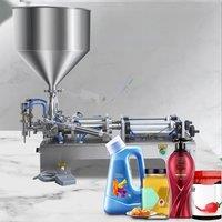 Semi-Automatic Double Headed Horizontal Screw Piston High Viscosity Paste Can Bottle Filler Tomato Chilli Sauce Filling Machine
