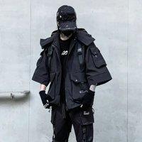 2025 Autumn Winter Hip Hop Techwear Cargo Jacket Men's Harajuku Casual Hooded Jackets Tactical