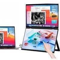 ZEUSLAP 15.6" Dual Touching Stacked Foldable Triple Monitor, Laptop Screen Extender Portable Monitor for Windows Mac OS