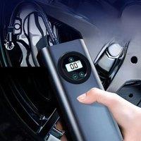 Car Air Compressor With Digital Pressure Gauge Flashlight And Cell Phone Charging Motorcycle Bicycle