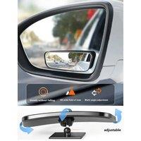 Car Blind Spot Mirror, 2PCS Wide Angle Rearview Mirror for Cars, Convex Round and Strip Universal Side Mirror to Eliminate Blind