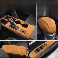 Alcantara Suede Auto Car Central Control Armrest Cover Gear Lever Shift Knob Cover Trim For Toyota Camry 2024 2025 Accessories