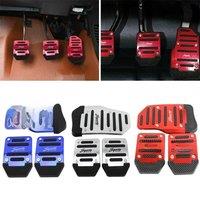 New 3Pcs/set Universal Non-Slip Aluminum Manual Transmission Car Pedal Cover Set Kit Pedali Red/Blue/Silver Car Accessories