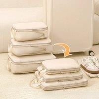 5PCS Travel Compression Bags Clothes Underwear Pants Shoes Organizer Luggage Space Save Set Closet
