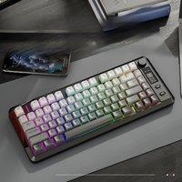 FREEWOLF M75 Wireless Keyboard, Bluetooth Dual-mode, PBT Gradient Ball Cap, With Display Screen, Gaming Keyboard