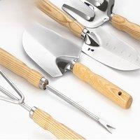 Outdoor Planting Household Plant Tools, Personalized Garden Hand Tool,Wooden Handle Stainless Steel Garden Shovel Rake Spade Set