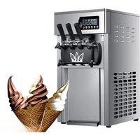 Commercial Soft Serve Ice Cream Machine Electric 25L/H 3 Flavors Sweet Cone Ice Cream Maker