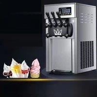 Commercial Soft Ice Cream Machine 3 Flavors 16-18L/H Ice Cream Soft Serve Maker 60HZ Lcd Panel