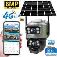 V380 Dual Lens 4G Camera Solar PIR Human Detection Night Vision Waterproof Security Video IP Camara