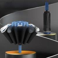 Men Women Umbrella Large Windproof Reflective Stripe Reverse Automatic Umbrellas Sun Rain Luxury