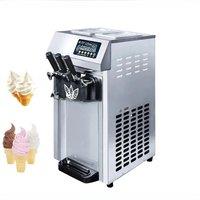 Delicious Desktop 2+1 Mixed Flavor Soft Ice Cream Machine, Small Commercial Strawberry Chocolate Sundae Machine