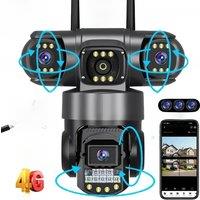 3 Lens Video Surveillance Camera Wifi Network CCTV Camera 4G SIM Card Wireless 360 Monitor Outdoor