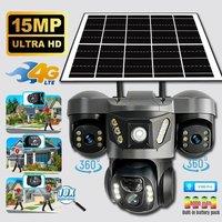 15MP Triple Lens PTZ 10X Zoom Solar Camera Outdoor Triple Screen 4G SIM Secure 360 Auto Tracking