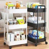 3/4 Tier Durable Rolling Trolley Multi-storey Cart Storage Shelf Movable Gap Storage Rack Kitchen
