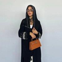 Eid Muslim Diamond Pearls Abaya for Women with Scarf Abayas Jalabiya Party Dresses Dubai Kaftan