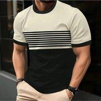 Outdoor Men's T Shirt Summer Fashion Casual Round Neck Short Sleeve Top Striped Printed Styles Men's