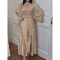 Eid Muslim Party Dress for Women Ramadan Abaya Long Dress Belt Bandage Satin Morocco Vestidos Largos