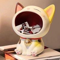 Lucky Cat Ornaments Gathering Living Room Decoration Entry Key Storage Crown Big Mouth Cat Statue