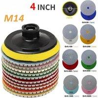 8pcs 4 inch 100mm Diamond Polishing Pads Kit Wet/Dry for Granite Stone Concrete Marble Polishing Use