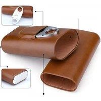 Cigar Tube 2/3 Slots Cigar Case /Box with Cigar Cutter portable Travel Accessories Leather Humidor