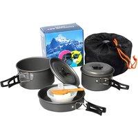 Camping Cookware Set Pot Frying Pan Non-stick Lightweight Stackable Storage Bag Suitable for 2-3
