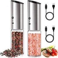 Electric Salt and Pepper Grinder Set USB Rechargeable Eletric Pepper Mill Shakers Automatic Spice