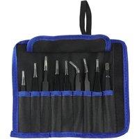 9Pcs Anti-static ESD Stainless Steel Tweezers Maintenance Tools Industrial Precision Curved Straight Tweezers Repair Tools