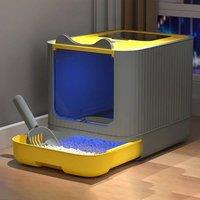 Foldable Cat Litter Box Fully Enclosed UV Sterilization Cats Toilet Anti-Splashing Large Capacity