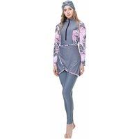 Women Muslim Burkini Swimsuit Modest Swimwear Islamic Long Sleeve Full Cover Hijab Flower Dress Top