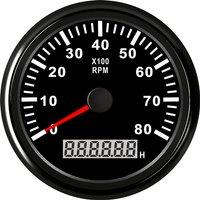 Marine Blue Backlight Tachometers 0-8000RPM Tach Gauges 85mm Rev Counters Waterproof LCD Revolution Meters with Hourmeters 9-32v