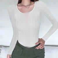 T-shirt 2025 Spring/Summer New Women Hollow Design Sense of Small Puss Sexy Bow Splicing Long Sleeve