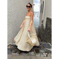 Elegant Polka Dot Print Women Sling Dress Fashion Square Neck Backless Sleeveless Big Hem Dresses